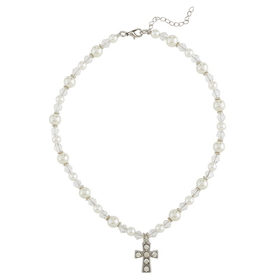 Creed D1991 First Communion Rhinestone Pearl Necklace