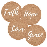 Faithworks D3264 Cork Coaster Sets:  Faith Hope Love Grace 4Pk