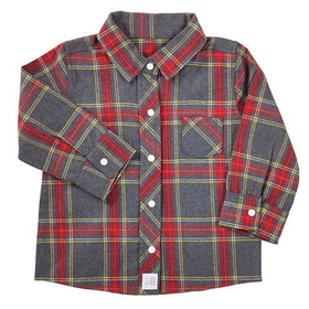 Stephan Baby D4684 Flannel Shirt - Gray Plaid, 6-12 Months
