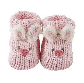 Stephan Baby D4717 Knit Booties - Pink Bunnie, Newborn