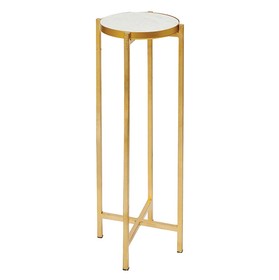 47th & Main DMR087 Marble Top Iron Side Table