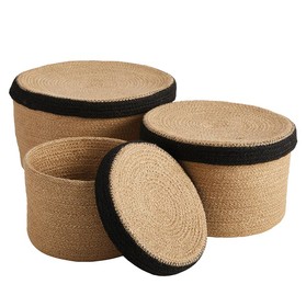 47th & Main DMR199 Jute Round Box With Lid - Set of 3