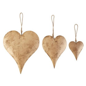 47th & Main DMR684 Gold Heart Ornaments - Set of 3