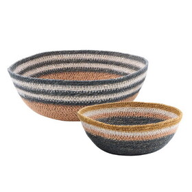 47th & Main FMR154 Navy Striped Seagrass Bowls - Set of 2