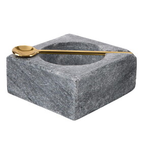 47th & Main FMR170 Gray Square Marble Pinch Pot with Spoon