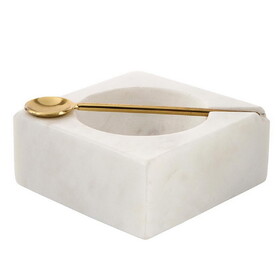 47th & Main FMR171 White Square Marble Pinch Pot with Spoon