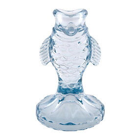 47th & Main FMR239 Blue Glass Fish Taper Candleholder