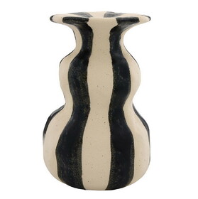 47th & Main FMR276 Black Striped Ceramic Candleholder - Large