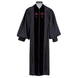 Cambridge G1785 Pulpit Robe - Black with Red Crosses
