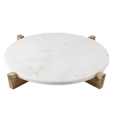 Christian Brands G2757 Marble Tray & Natural Mango Wood Stand - 14"