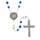 Creed G4623 Glass River Pearl Rosary - Blue