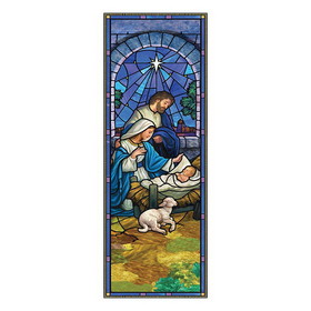Celebration Banners G6344 Stained Glass Nativity X-Stand Banner