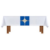 RJ Toomey J0134WBL Altar Frontal and Trinity Cross Overlay Cloth - White/Blue - Set of 2
