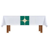 RJ Toomey J0134WGR Altar Frontal and Trinity Cross Overlay Cloth - White/Green - Set of 2