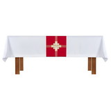 RJ Toomey J0134WRD Altar Frontal and Trinity Cross Overlay Cloth - White/Red - Set of 2