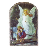 Avalon Gallery J0166 Guardian Angel Arched Tile Plaque with Wire Stand