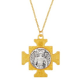Creed J1220 Saint Michael Iron Cross Pendant-Gold
