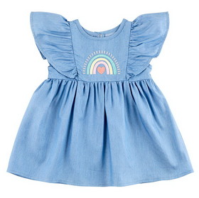 Stephan Baby J1785 Flutter Sleeve Dress - Denim Rainbow