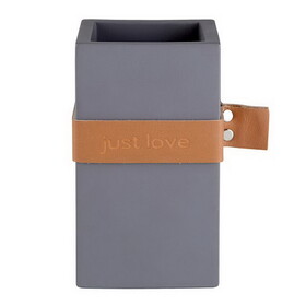 PURE Design J2506 Dark Grey Cement Vase with Leather Band