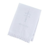 Cambridge J5409 Baptismal Towel with Cross Lace Trim - 4/pk