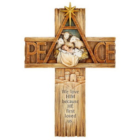 Christmas Treasures J5534 12-1/4"H Baby Jesus With Sheep Cross