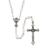 Creed J5606 First Communion White Glass First Communion Rosary