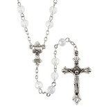 Creed J5608 First Communion White Glass First Communion Rosary