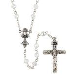 Creed J5610 Tin Cut First Communion Rosary Crystal