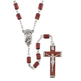Creed J5624 Four Sided Wood Rosary With Brown Beads