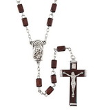 Creed J5625 Four Sided Wood Rosary With Natural Beads
