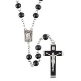 Creed J5626 Black Wood Carved Bead Rosary