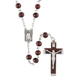 Creed J5628 Natural Wood Carved Bead Rosary