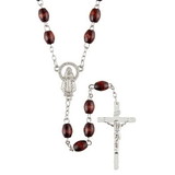 Creed J5633 Brown Oval Wood Bead Rosary