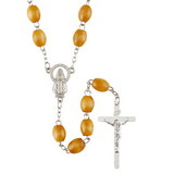 Creed J5637 Natural Oval Wood Bead Rosary