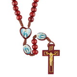 Creed J5638 Wood Rosary On Card With Heart Shaped Epoxy Our Lady Of Grace Center