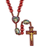 Creed Creed Wood Rosary On Card With Heart Shaped Epoxy Center