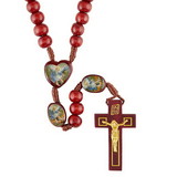 Creed J5640 Wood Rosary On Card With Heart Shaped Epoxy St Michael Center