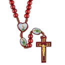 Creed J5643 Wood Rosary On Card With Heart Shaped Epoxy St Jude Center