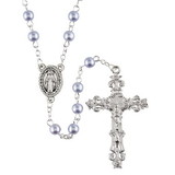 Creed J5651 Blue Plastic Round Pearl Rosary