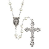 Creed J5653 Ivory Glass Round Pearl Rosary