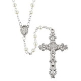 Creed J5657 Ivory Glass Round Pearl Rosary