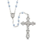 Creed J5659 Blue Glass Round Pearl Rosary