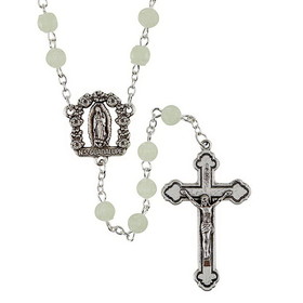 Creed J5914 Rose Petal Luminous Rosary With Our Lady Of Guadalupe Center