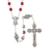 Creed J5944 Rosebud Our Father Bead Garnet Rosary