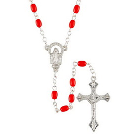 Creed J5951 Pray Rosary Red Beads Divine Mercy