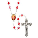 Creed J5954 Enamel Sacred Heart Rosary Ruby Beads