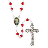 Creed J5957 Enamel Divine Mercy Rosary Ruby Beads