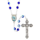 Creed J5959 Enamel Our Lady Of Grace Rosary Blue Beads