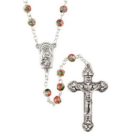 Creed J5969 Pink Cloisonne Bead Rosary