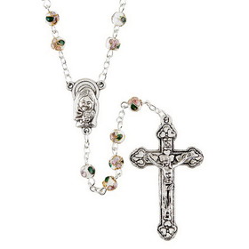 Creed J5971 White Cloisonne Bead Rosary